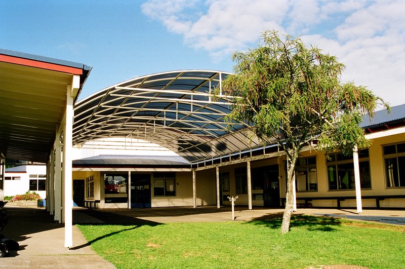 School sheltered area built using Laserlite 200 Corrugated roofing sheets